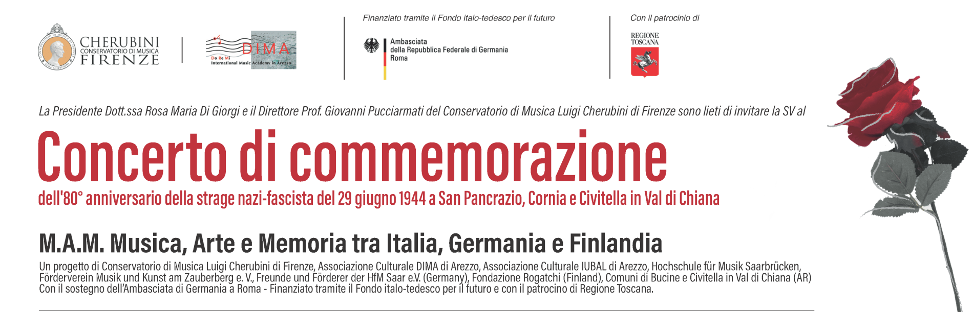 Concerto di commemorazione per l'80° anniversario della strage del 1944 con musica, arte e memoria tra nazioni.