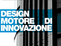 Testo Design motore di innovazione su sfondo a palazzo moderno, evidenzia l'importanza del design nell'innovazione.
