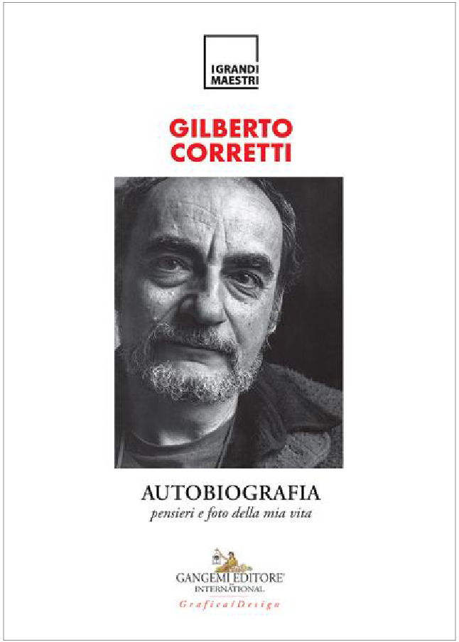 Copertina del libro Autobiografia di Gilberto Corretti, con ritratto in bianco e nero.