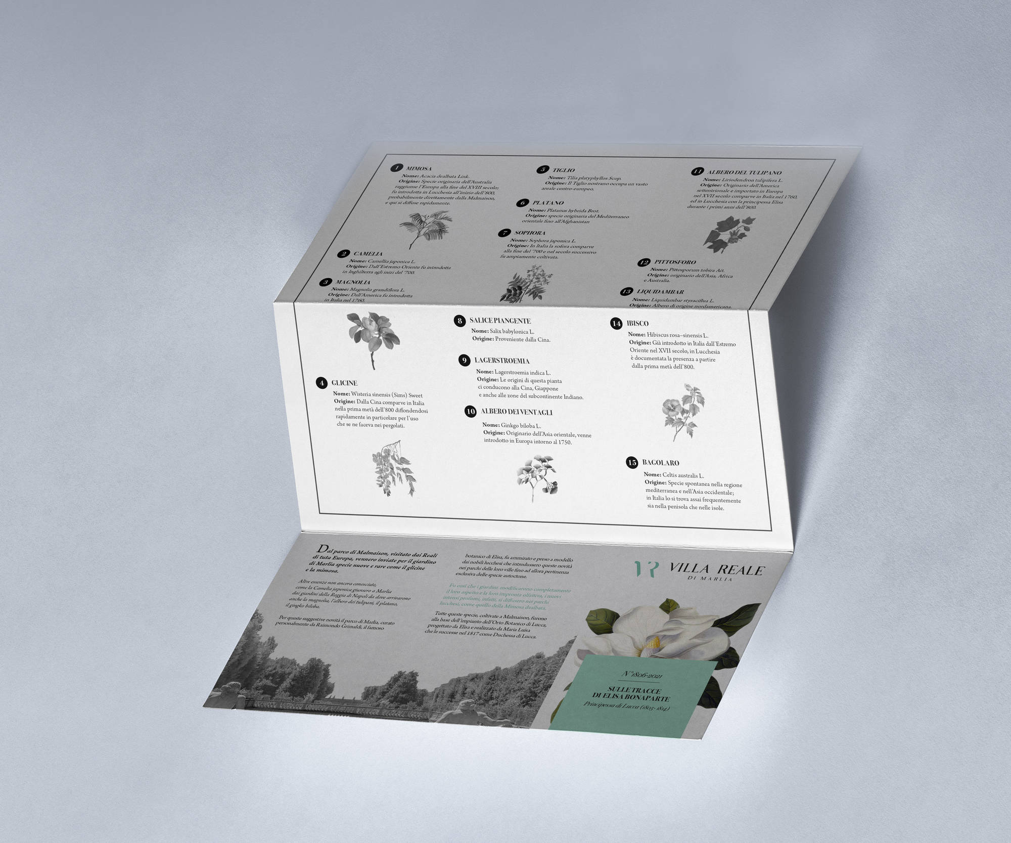 Mockup mappa percorso olfattivo del progetto "Villa Reale di Marlia"